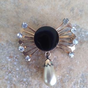 Vintage Van Dell Stamped Brooch/ Pendent 12k Gold Filled Faux Pearl Brooch